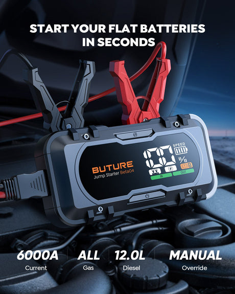 Buture Beta04 Heavy Duty Car Jump Starter 6000A丨27000mAh Battery, 65W Two-Way Fast Charge