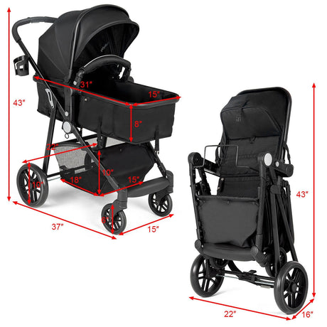 Cochecito de bebé plegable 2 en 1 para recién nacidos