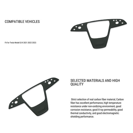 Carbon Fiber Yoke Steering Wheel Trim Panel Cover for Model S/X 2021+