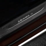Carbon Fiber Textured Front Door Sill Protector for Tesla Model S 2016-2018