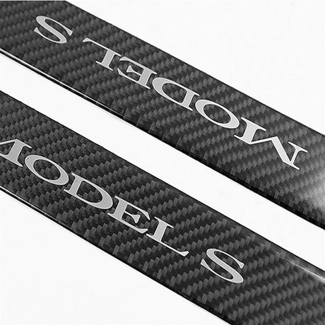 Carbon Fiber Textured Front Door Sill Protector for Tesla Model S 2016-2018