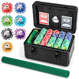 Fichas de póker de casino con 600 fichas, juego de fichas de póker Texas Holdem - Negro