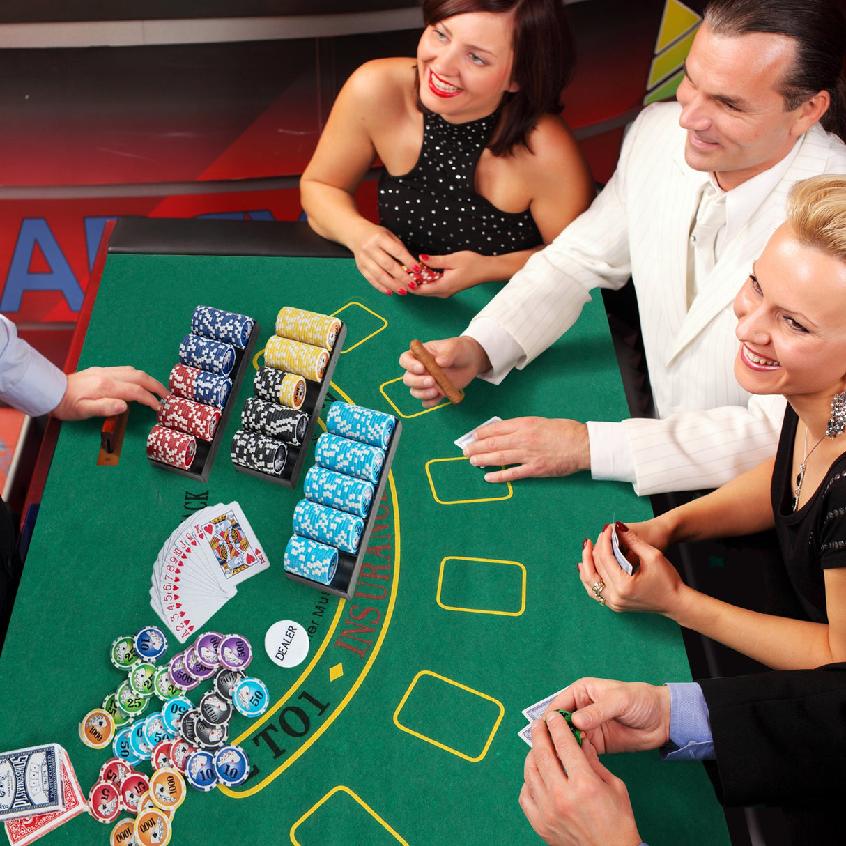 Fichas de póker de casino con 600 fichas, juego de fichas de póker Texas Holdem - Negro