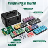 Fichas de póker de casino con 600 fichas, juego de fichas de póker Texas Holdem - Negro