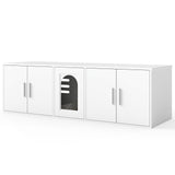 Cat Litter Box Enclosure for 2 Cats with Double Rooms and Sisal Scratching Mat-White