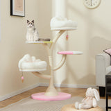 Árbol para Gatos de Múltiples Niveles Torre para Gatos con 2 Perchas para Gatos 2 Plataformas-Rosa