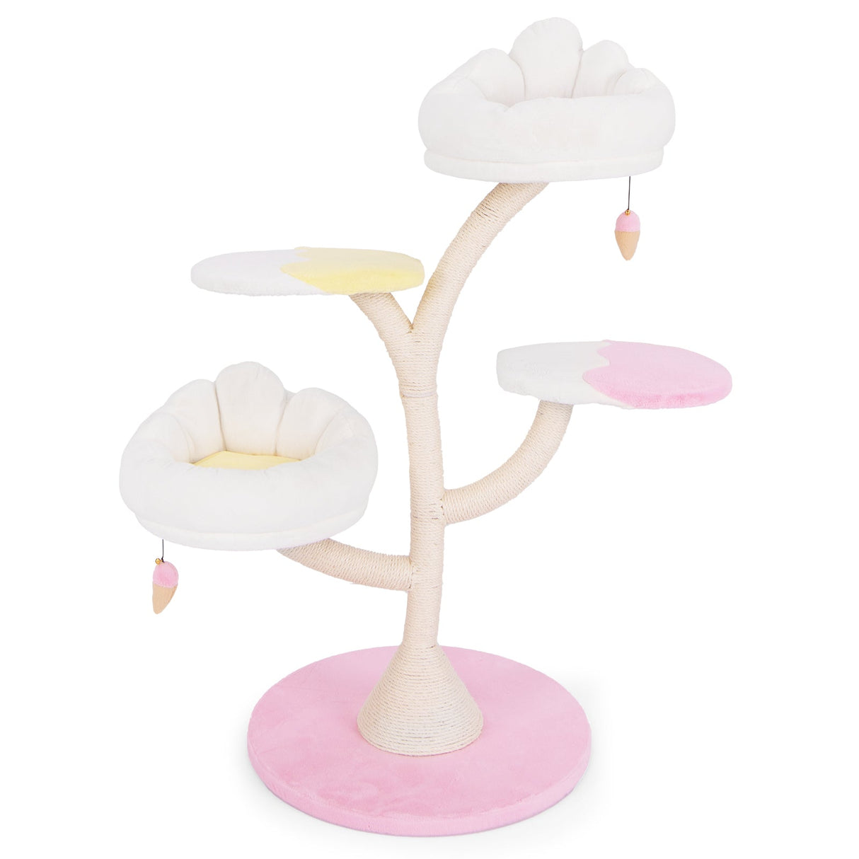 Árbol para Gatos de Múltiples Niveles Torre para Gatos con 2 Perchas para Gatos 2 Plataformas-Rosa