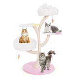 Árbol para Gatos de Múltiples Niveles Torre para Gatos con 2 Perchas para Gatos 2 Plataformas-Rosa