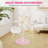 Árbol para Gatos de Múltiples Niveles Torre para Gatos con 2 Perchas para Gatos 2 Plataformas-Rosa