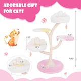 Árbol para Gatos de Múltiples Niveles Torre para Gatos con 2 Perchas para Gatos 2 Plataformas-Rosa
