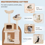 Rascador para gatos con diseño de espadaña de 48 pulgadas con postes rascadores de sisal, percha y condominio - Beige