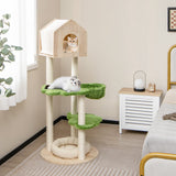 Poste rascador para gatos de 55 pulgadas de alto con postes rascadores de sisal y cama suave para gatitos de interior - Verde