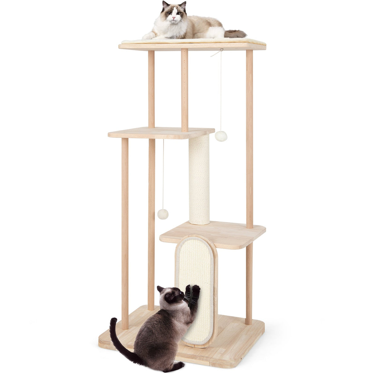 Rascador y Poste Rascador de Madera Multinivel Moderno para Gatos