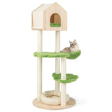 Poste rascador para gatos de 55 pulgadas de alto con postes rascadores de sisal y cama suave para gatitos de interior - Verde