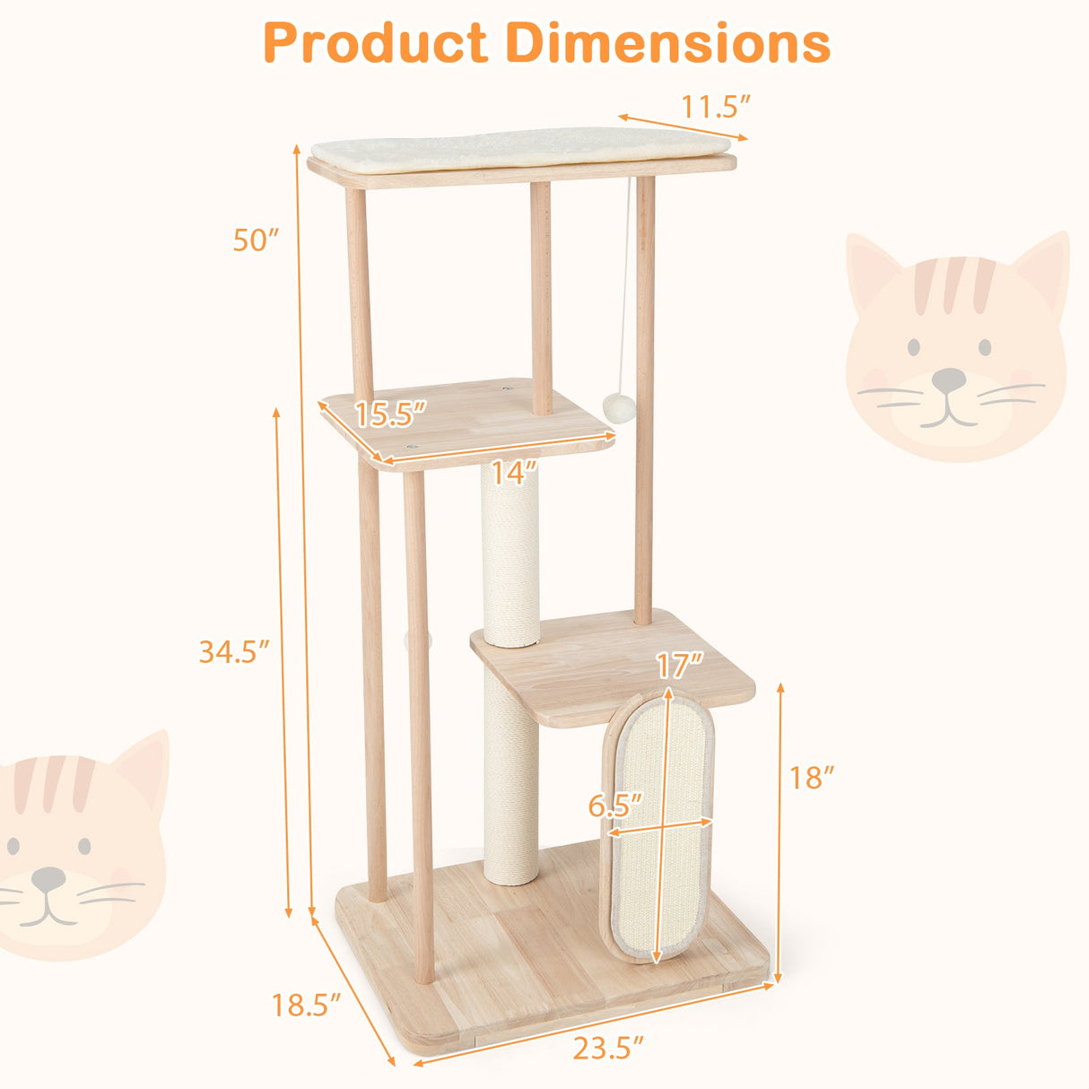 Rascador y Poste Rascador de Madera Multinivel Moderno para Gatos