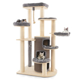 Árbol rascador multinivel con condominio para gatos de 3 pisos