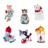 Chic Cat with Pendant Glass Christmas Ornament