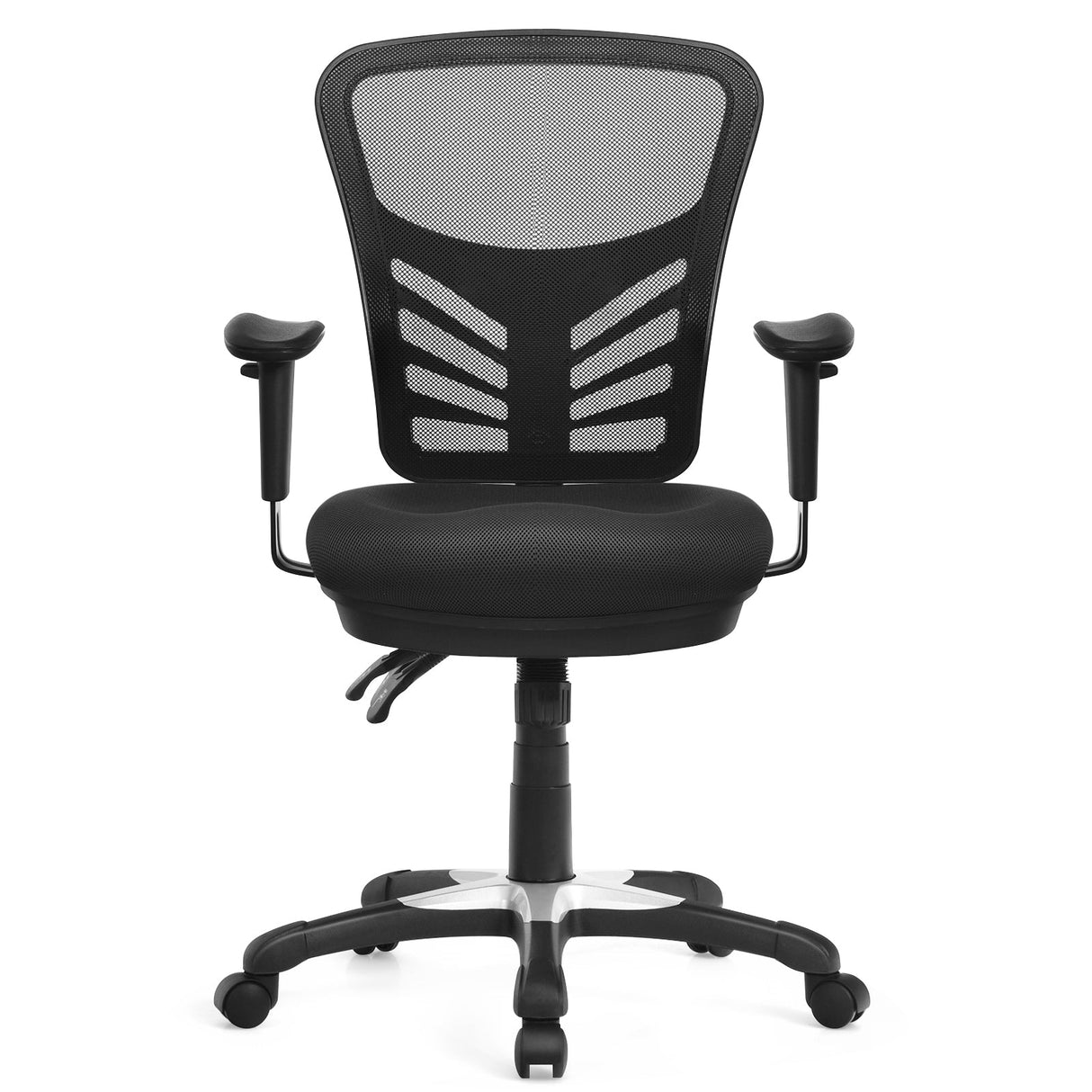 Silla de oficina ergonómica de malla con altura de respaldo y reposabrazos ajustables