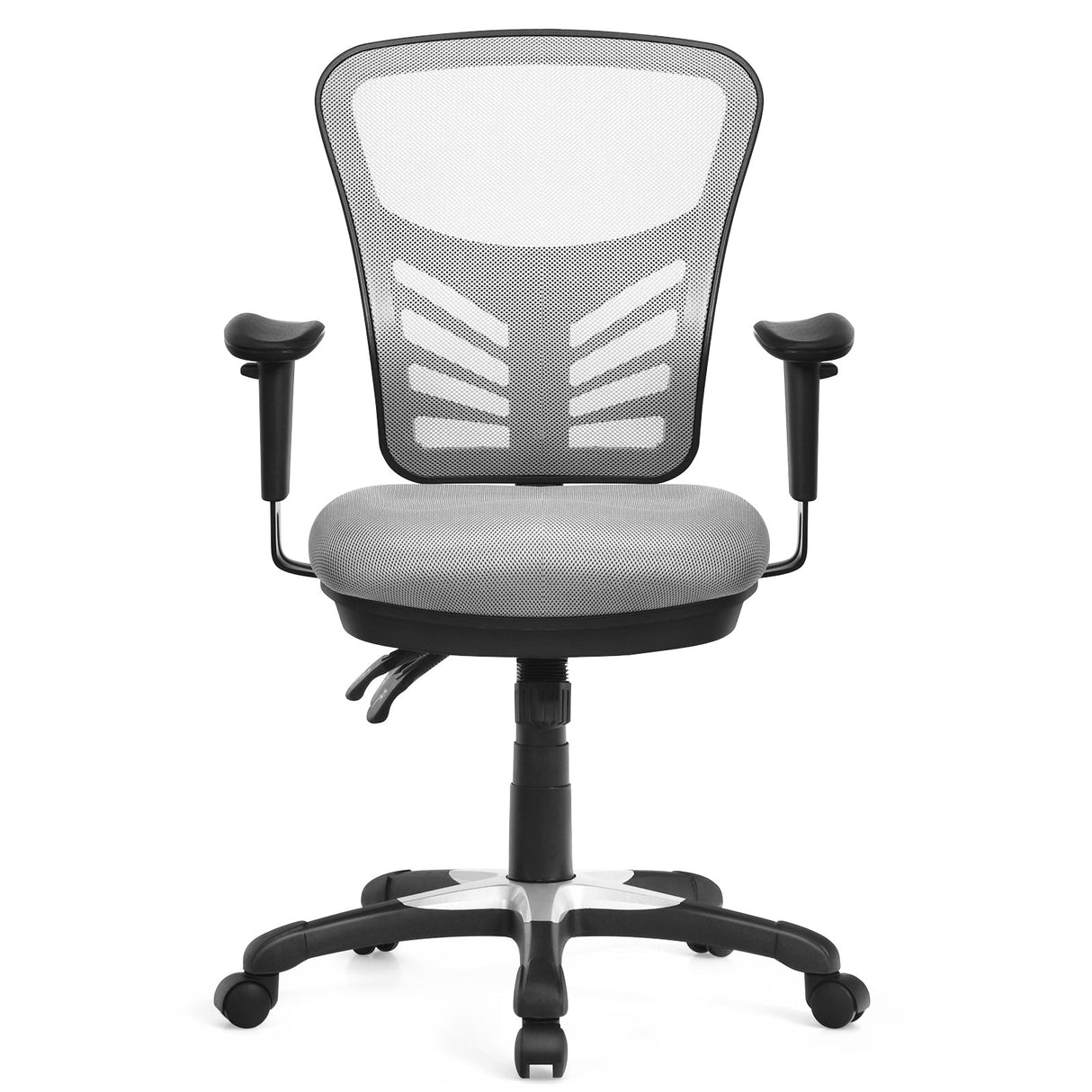 Silla de oficina ergonómica de malla con altura de respaldo y reposabrazos ajustables
