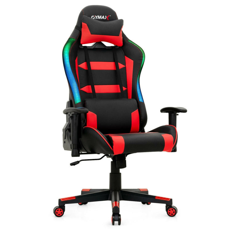 Silla Gaming Giratoria Ajustable con Luces LED y Mando a Distancia