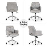 Adjustable Hollow Mid Back Leisure Office Chair with Armrest-Gray