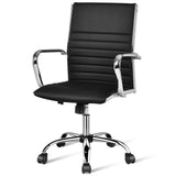 Silla de oficina alta estriada con reposabrazos
