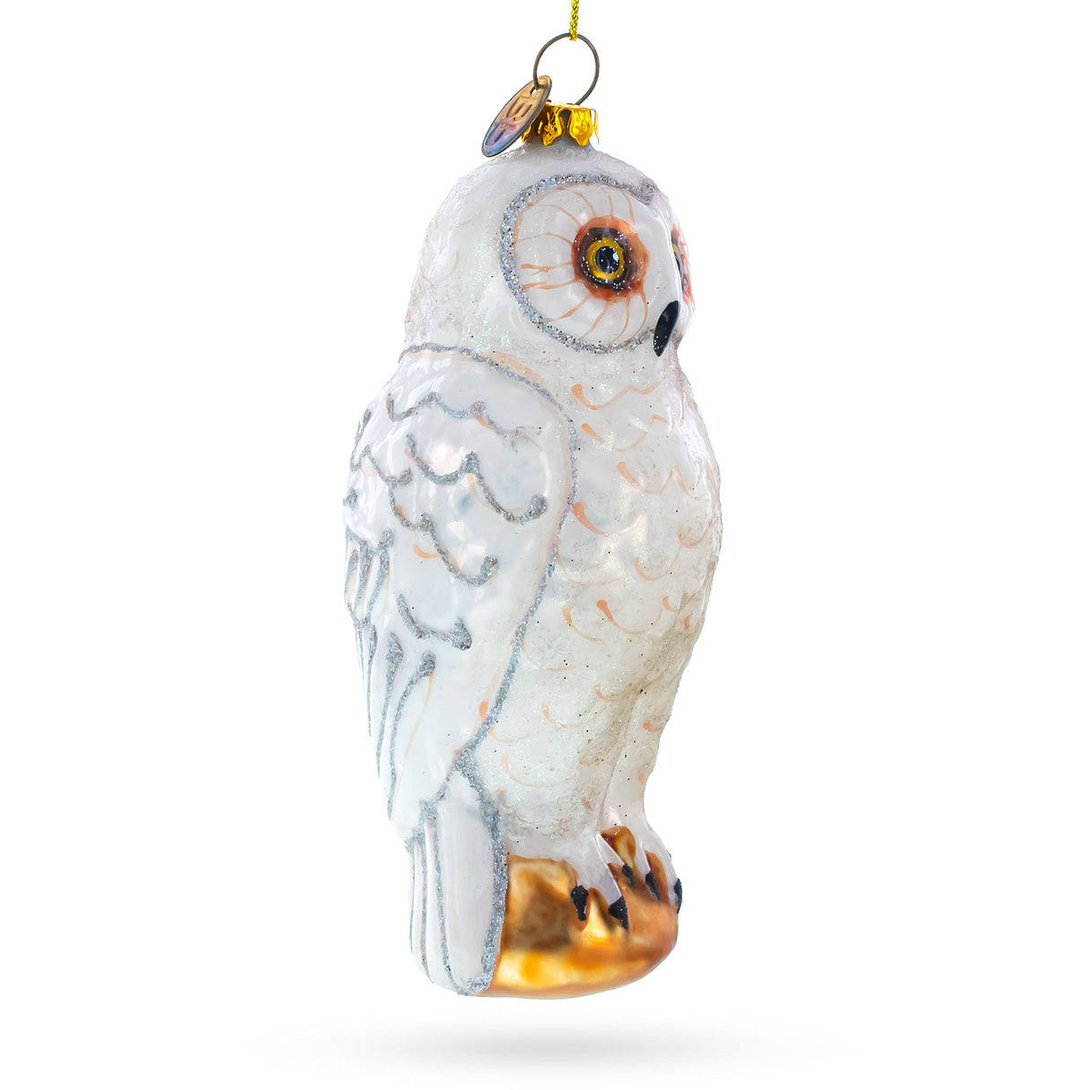 Woodland White Owl Glass Christmas Ornament