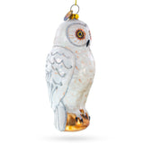 Woodland White Owl Glass Christmas Ornament