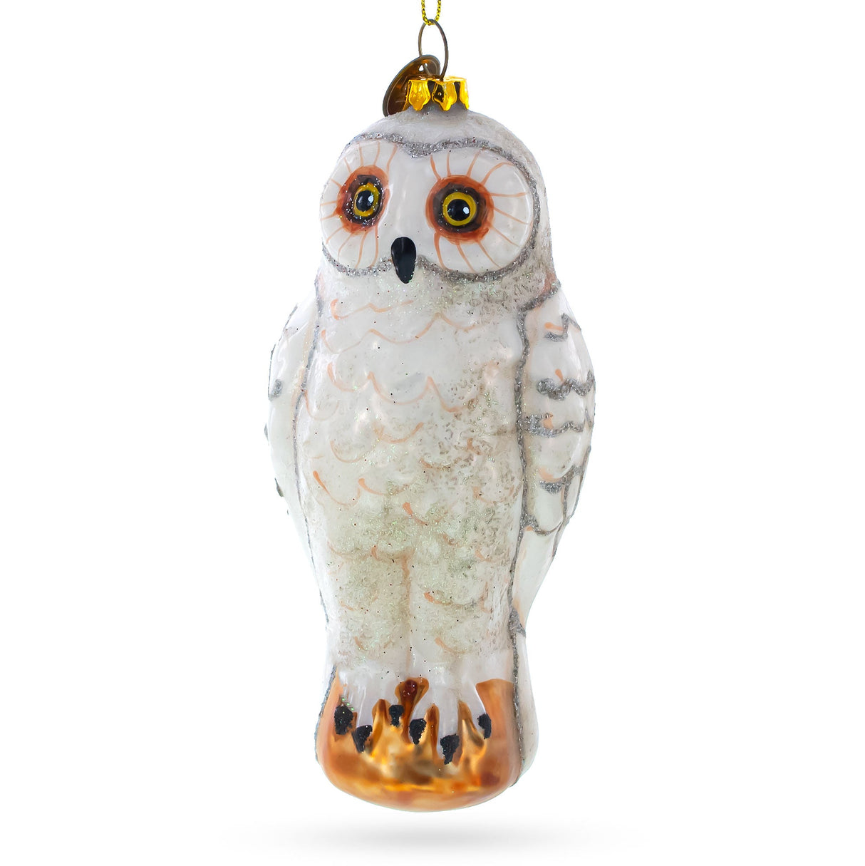 Woodland White Owl Glass Christmas Ornament