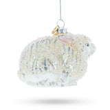 White Sparkling Bunny Glass Christmas Ornament
