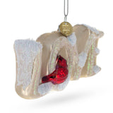 Love Letters Red Cardinal on Branch Glass Christmas Ornament