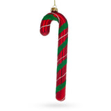 Striped Candy Cane Glass Christmas Ornament