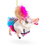 Fashion-Forward Pig Glass Christmas Ornament
