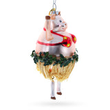 Pig Dancing in a Bra Glass Christmas Ornament