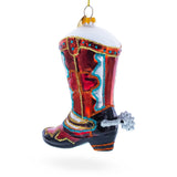 Western Cowboy Boot Glass Christmas Ornament