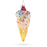 Sprinkled Ice Cream Cone Glass Christmas Ornament