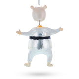 Martial Arts Karate Hippo Glass Christmas Ornament