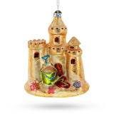 Beachy Sand Castle Glass Christmas Ornament