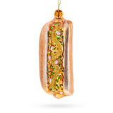 Hot Dog with Mustard Glass Christmas Ornament
