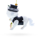 Cat in Black Costume Holding Fish Glass Christmas Ornament