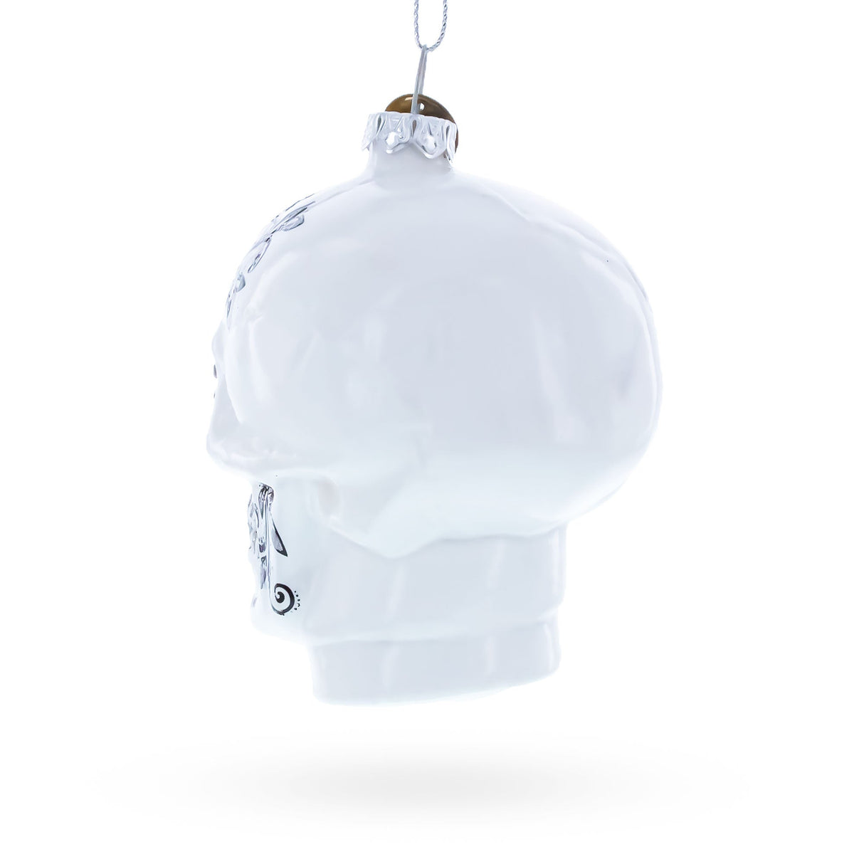 Day of the Dead Sugar Calavera Skull Glass Christmas Ornament