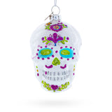 White Skull Glass Christmas Ornament