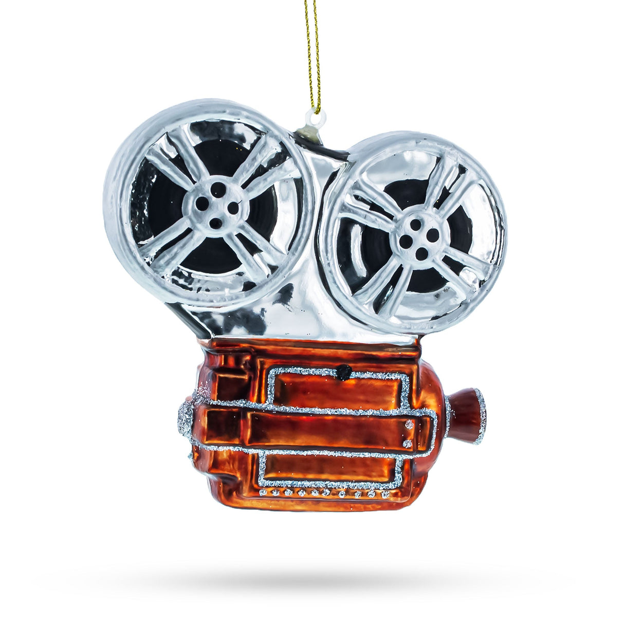 Retro Camera Movie Player Glass Christmas Ornament