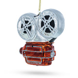 Retro Camera Movie Player Glass Christmas Ornament