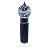 Black Microphone Glass Christmas Ornament