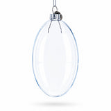 Set of 3 Oval Flat Discs Clear Glass Christmas Ornament, 5 Inches