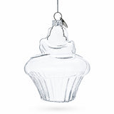 Cupcake Clear Glass Christmas Ornament