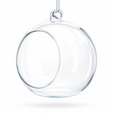 Spherical Openwork Clear Glass Christmas Ornament 4.5 Inches