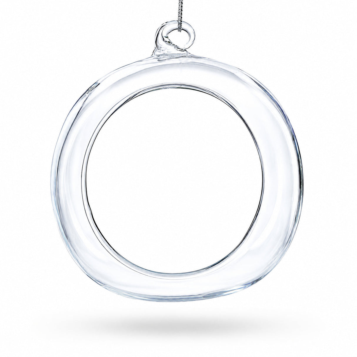 Spherical Openwork Clear Glass Christmas Ornament 4.5 Inches