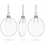 Set of 3 Flat Disc Clear Mini Glass Christmas Ornaments 2.85 Inches